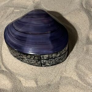 🐚 Beautiful Handmade Polished Purple Clam Shell Jewelry/Trinket Box